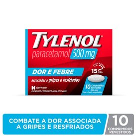 TYLENOL DOR E FEBRE PARACETAMOL 500MG 10 COMPRIMIDOS