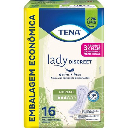 ABSORVENTE PARA INCONTINÊNCIA URINÁRIA TENA LADY DISCREET NORMAL 16 UNIDADES
