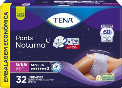 ROUPA ÍNTIMA TENA PANTS NOTURNA EMBALAGEM ECONÔMICA G/EG 32 UNIDADES