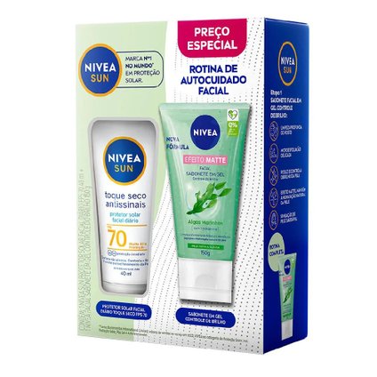KIT NIVEA SUN FACIAL PROTETOR SOLAR FPS70 40ML + SABONETE EM GEL 150G