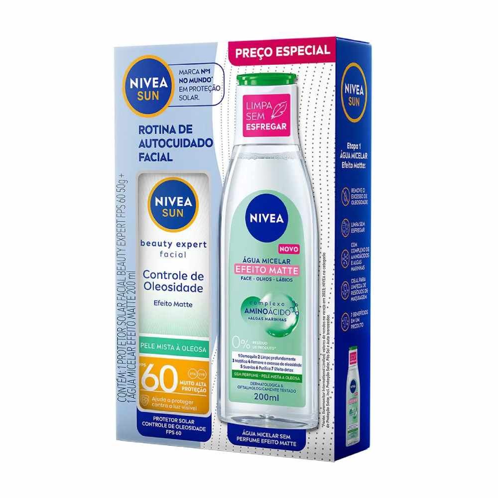 Kit Nivea Sun Facial Protetor Solar Fps60 50g + Água Micelar 200ml