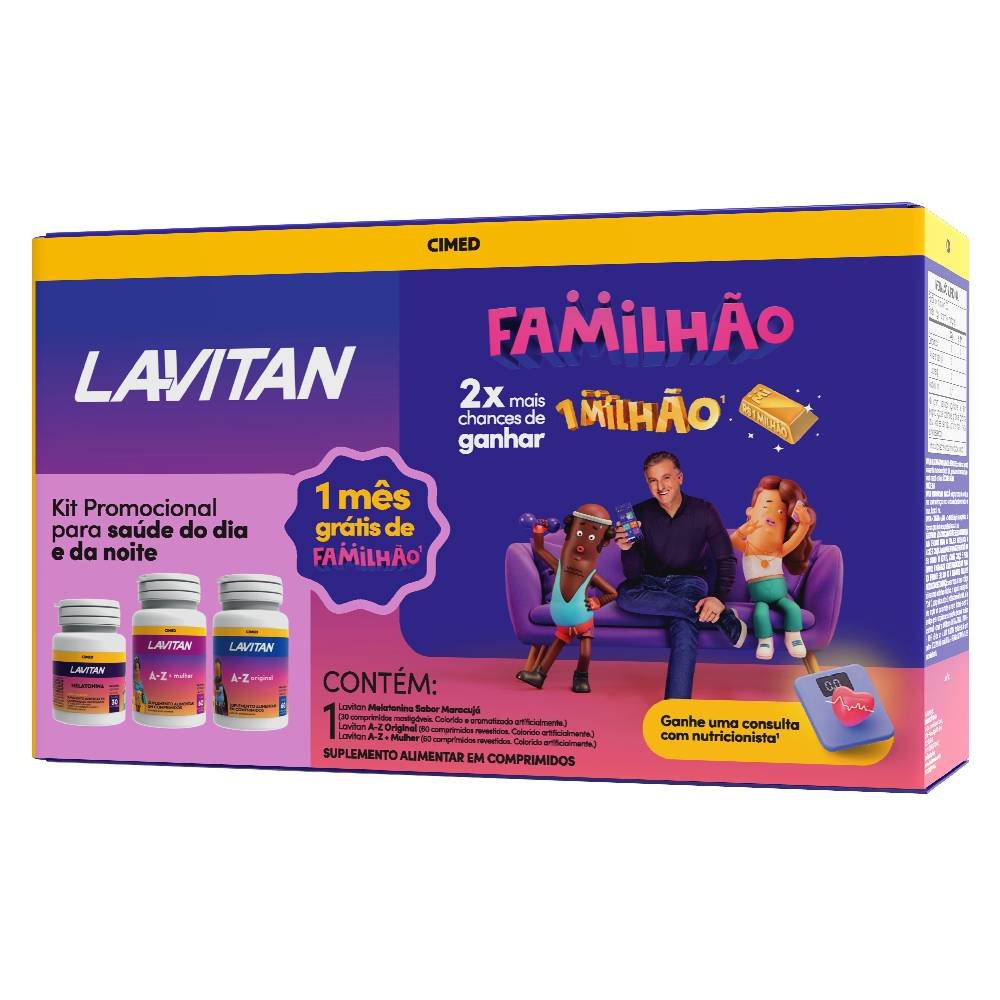 Kit Lavitan Familhão Az Original + Az Mulher + Melatonina Sabor Maracujá 150 Comprimidos