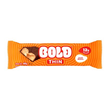 BARRA DE PROTEÍNA BOLD THIN AVELÃ BRANCO 40G