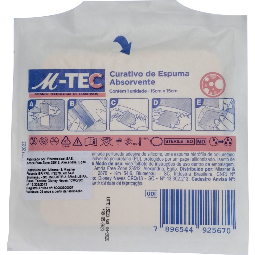 Curativo Espuma Absorvente Silicone 15cm X 15cm