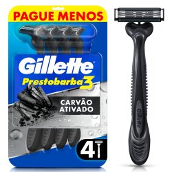 Aparelho Barbear Gillette Prestobarba 3 Carbono 4 Unidades
