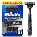 APARELHO BARBEAR GILLETTE PRESTOBARBA 3 CARBONO 8 UNIDADES