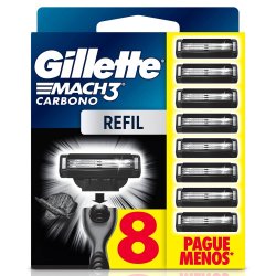 Carga Para Aparelho De Barbear Gillette Mach3 Carbono 8 Unidades