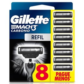 CARGA PARA APARELHO DE BARBEAR GILLETTE MACH3 CARBONO 8 UNIDADES