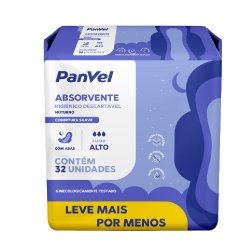 Absorvente Panvel Essencial Noturno Com Abas 32 Unidades