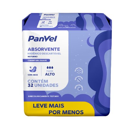 Absorvente Panvel Essencial Noturno Com Abas 32 unidades