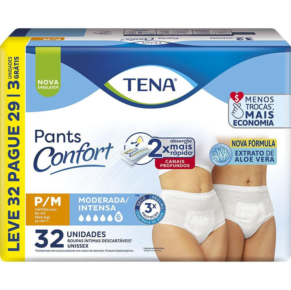 Roupa Íntima Tena Pants Confort P/m Leve 32 Pague 29 Unidades