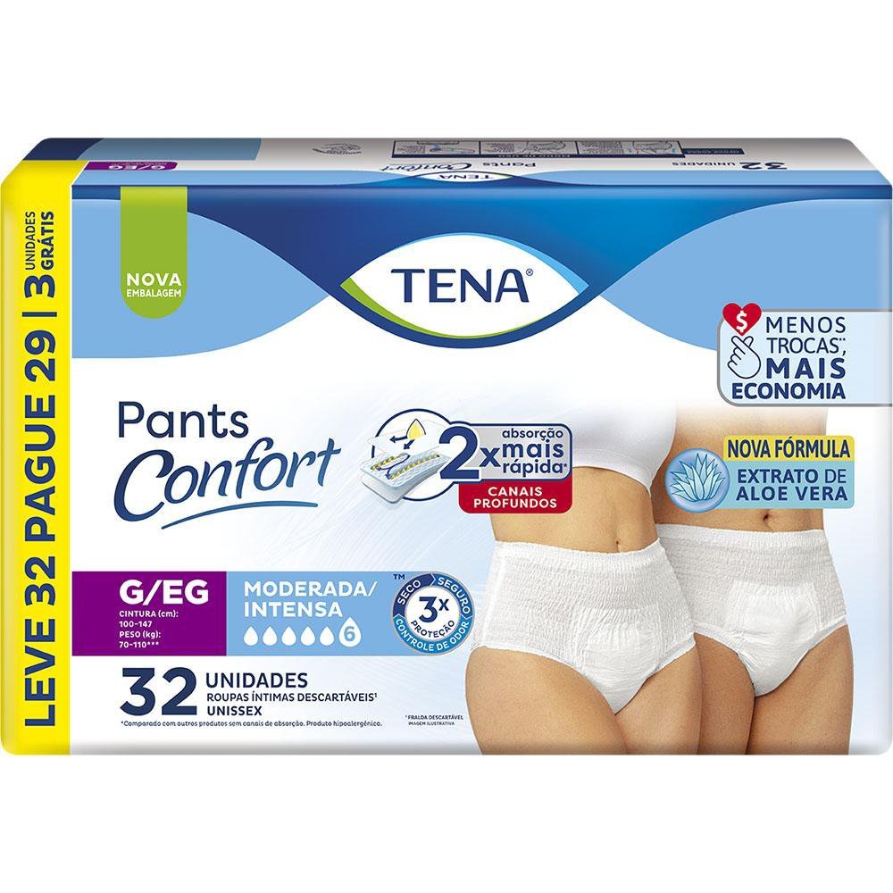 Roupa Íntima Tena Pants Confort G/eg Leve 32 Pague 29 Unidades