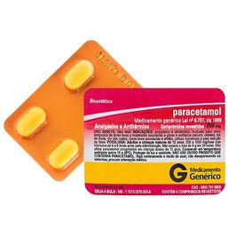 PARACETAMOL 750MG 4 COMPRIMIDOS BIOSINTÉTICA GENÉRICO
