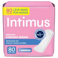 Protetor Diário Intimus Cuidado Diário Sem Perfume Com 80 Unidades