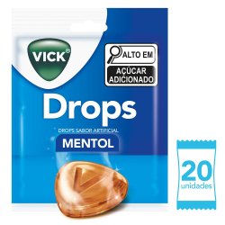 Pastilha Para Garganta Vick Drops Hidratam Sua Garganta Sabor Mentol Contém 20 Unidades