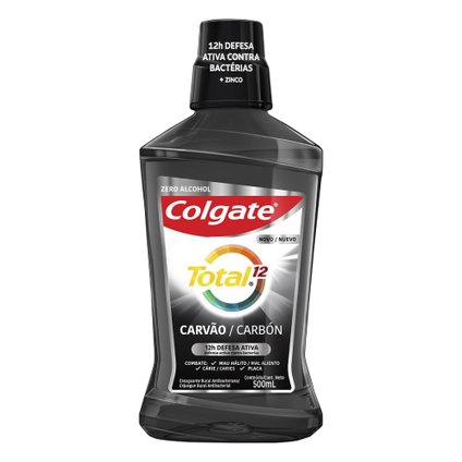 ENXAGUANTE BUCAL COLGATE TOTAL 12 CARVÃO 500ML