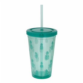 COPO COM CANUDO PANVEL ACESSÓRIOS ABACAXI 450ML