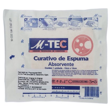 CURATIVO ESPUMA ABSORVENTE SILICONE SEM BORDA M-TECH MISSNER 10CM X 10CM