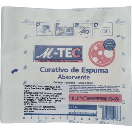 CURATIVO ESPUMA ABSORVENTE SILICONE COM BORDA M-TEC MISSNER 10CM X 10CM