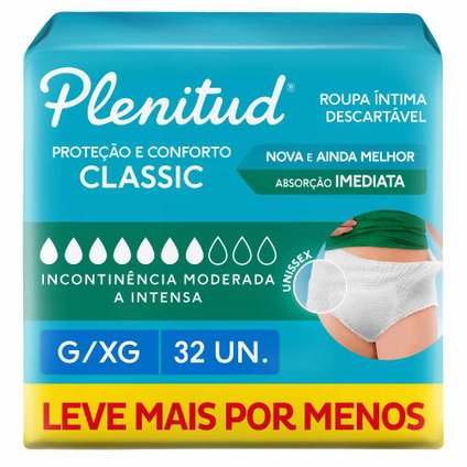 ROUPA ÍNTIMA PLENITUD CLASSIC G/XG 32 UNIDADES