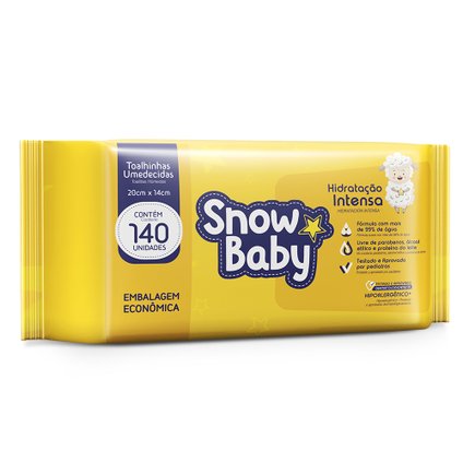 TOALHAS UMEDECIDAS SNOW BABY HIDRATAÇÃO INTENSA 140 UNIDADES