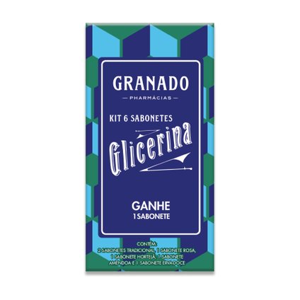 KIT SABONETE EM BARRA GRANADO MIX GLICERINA 6 UNIDADES 90G CADA