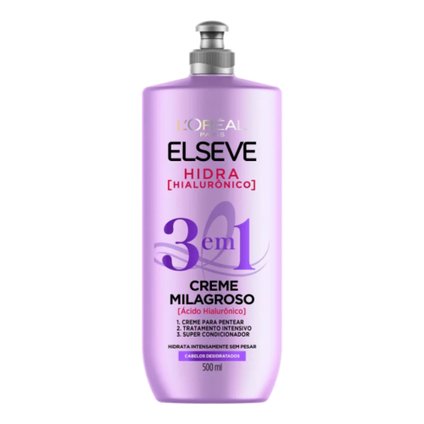 CREME MILAGROSO 3 EM 1 ELSEVE HIDRA HIALURÔNICO 500ML
