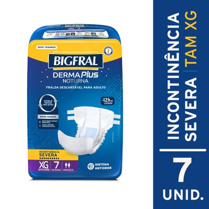 FRALDA ADULTO BIGFRAL DERMA PLUS NOTURNA  XG 7 UNIDADES
