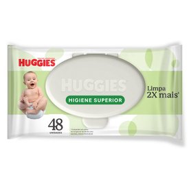 LENÇOS UMEDECIDOS HUGGIES HIGIENE SUPERIOR LIMPAM 2X MAIS 48 UNIDADES