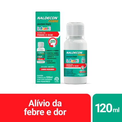 NALDECON FEBRE INFANTIL PARACETAMOL 32MG/ML SABOR MORANGO 120ML