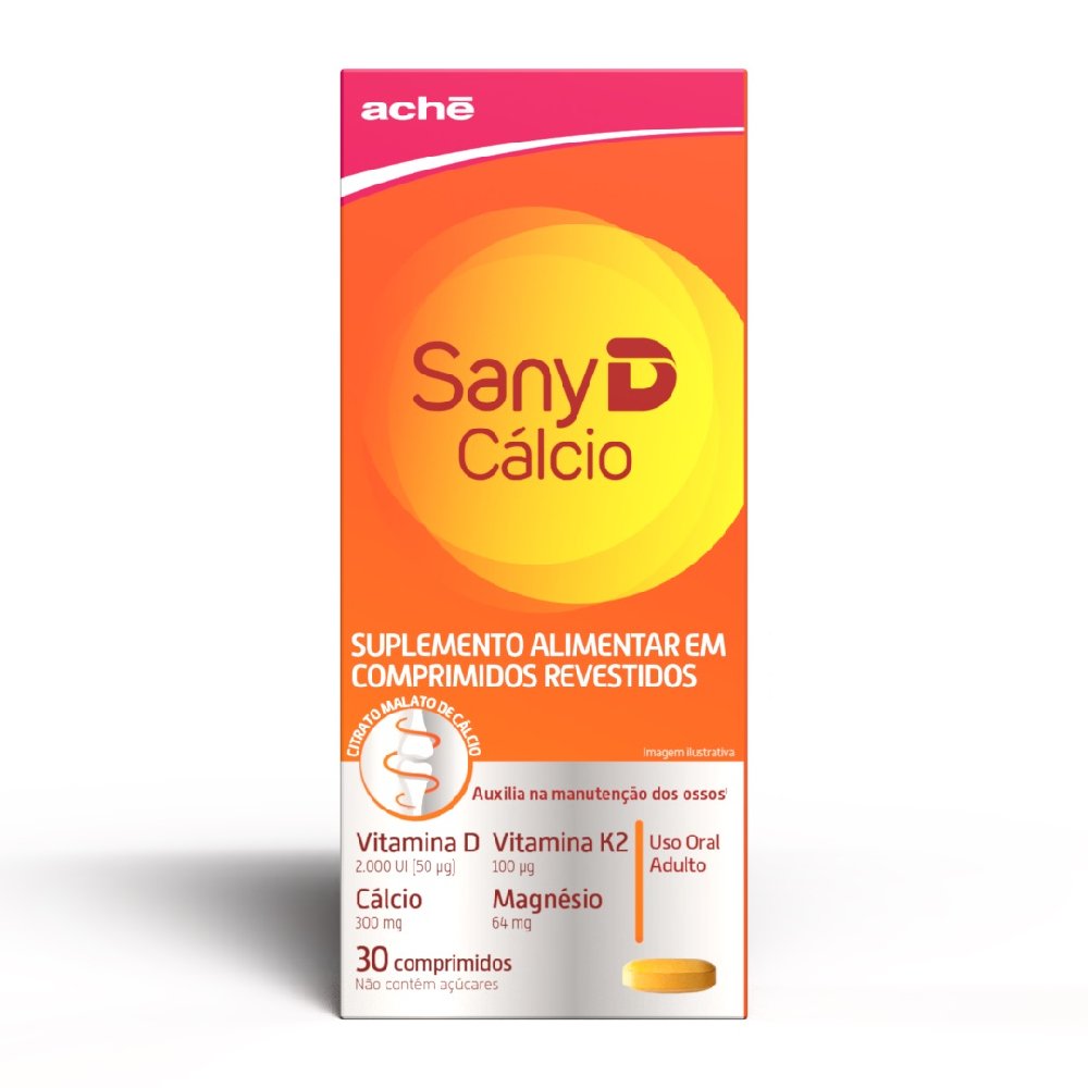 Vitamina D 2.000ui + Cálcio 300mg Sany D 30 Comprimidos
