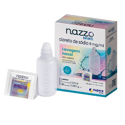 NAZZO 0,9% LAVAGEM NASAL INFANTIL ALTO VOLUME 30 SACHÊS + FRASCO 120ML