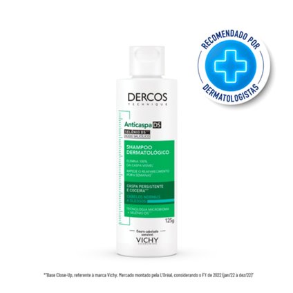 SHAMPOO ANTICASPA DS VICHY DERCOS CABELOS NORMAIS A OLEOSOS 125ML