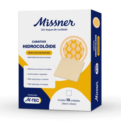 CURATIVO HIDROCOLÓIDE COM ESPUMA MISSNER 10X10CM - 10 UNIDADES