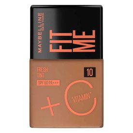 BASE LÍQUIDA MAYBELLINE FIT ME FRESH TINT COM VITAMINA C FPS 50 COR 10 30ML