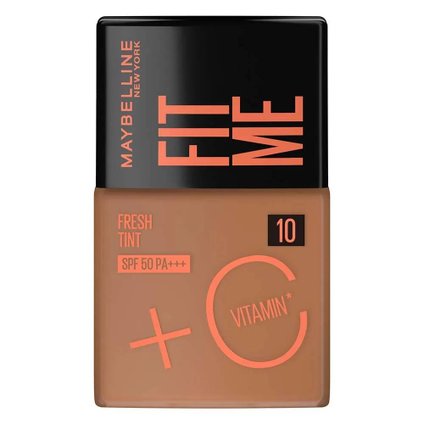BASE LÍQUIDA MAYBELLINE FIT ME FRESH TINT COM VITAMINA C FPS 50 COR 10 30ML