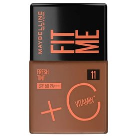 BASE LÍQUIDA MAYBELLINE FIT ME FRESH TINT COM VITAMINA C FPS 50 COR 11 30ML