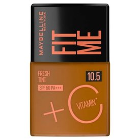 BASE LÍQUIDA MAYBELLINE FIT ME FRESH TINT COM VITAMINA C FPS 50 COR 10,5 30ML