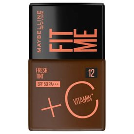 BASE LÍQUIDA MAYBELLINE FIT ME FRESH TINT COM VITAMINA C FPS 50 COR 12 30ML