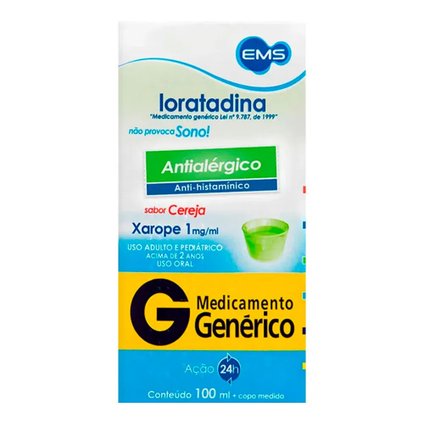 LORATADINA 1MG/ML XAROPE 100ML EMS GENÉRICO