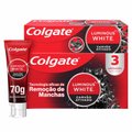 KIT CREME DENTAL COLGATE LUMINOUS WHITE CARVÃO ATIVADO 70G COM 3 UNIDADES