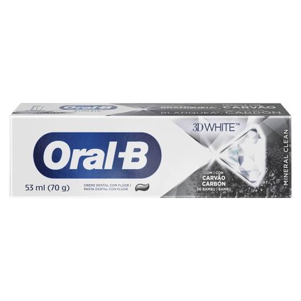 CREME DENTAL ORAL-B 3D WHITE MINERAL CLEAN CARVÃO DE BAMBU 53ML/ 70G