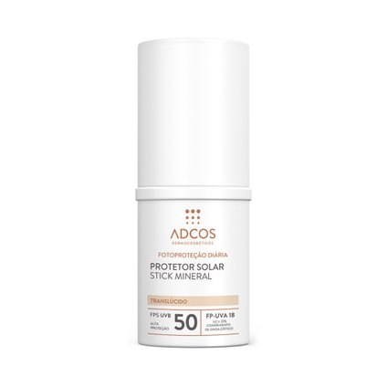 PROTETOR SOLAR FACIAL ADCOS STICK MINERAL TRANSLÚCIDO FPS50 17G