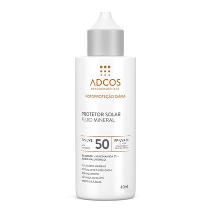 PROTETOR SOLAR FACIAL ADCOS FLUID MINERAL INCOLOR FPS50 40ML