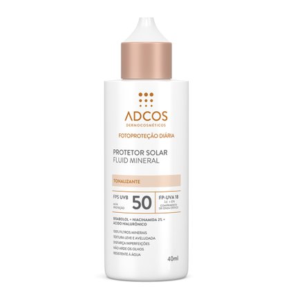 PROTETOR SOLAR FACIAL ADCOS FLUID MINERAL TONALIZANTE FPS50 40ML