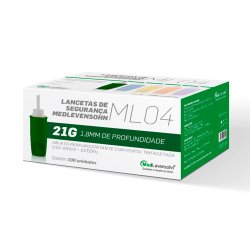 Lanceta Segurança Medlevensohn Ml04 21g 0,82x1,8mm Com 100 Unidades