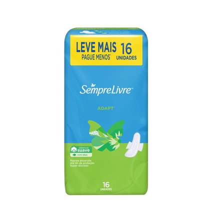 ABSORVENTE SEMPRE LIVRE ADAPT COBERTURA SUAVE COM ABAS 16 UNIDADES