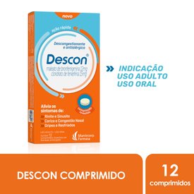 DESCON MALEATO DE BRONFENIRAMINA 12MG + CLORIDRATO DE FENILEFRINA 15MG 12 COMPRIMIDOS