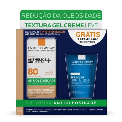 KIT LA ROCHE-POSAY PROTETOR SOLAR ANTHELIOS AIRLICIUM 2.0 FPS80 40G + GEL EFFACLAR CONCENTRADO 50G