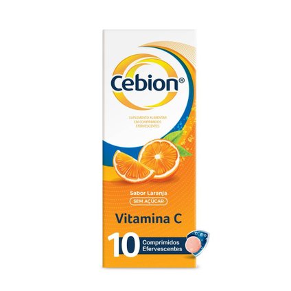 CEBION VITAMINA C 1G SABOR LARANJA SEM AÇÚCAR COM 10 COMPRIMIDOS EFERVESCENTES
